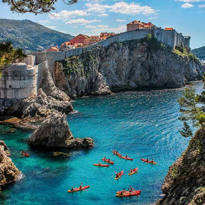 View from cliffs of the famous medieval town, Dubrovnik.